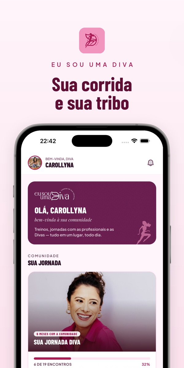 Tela inicial do app com a jornada da Diva
