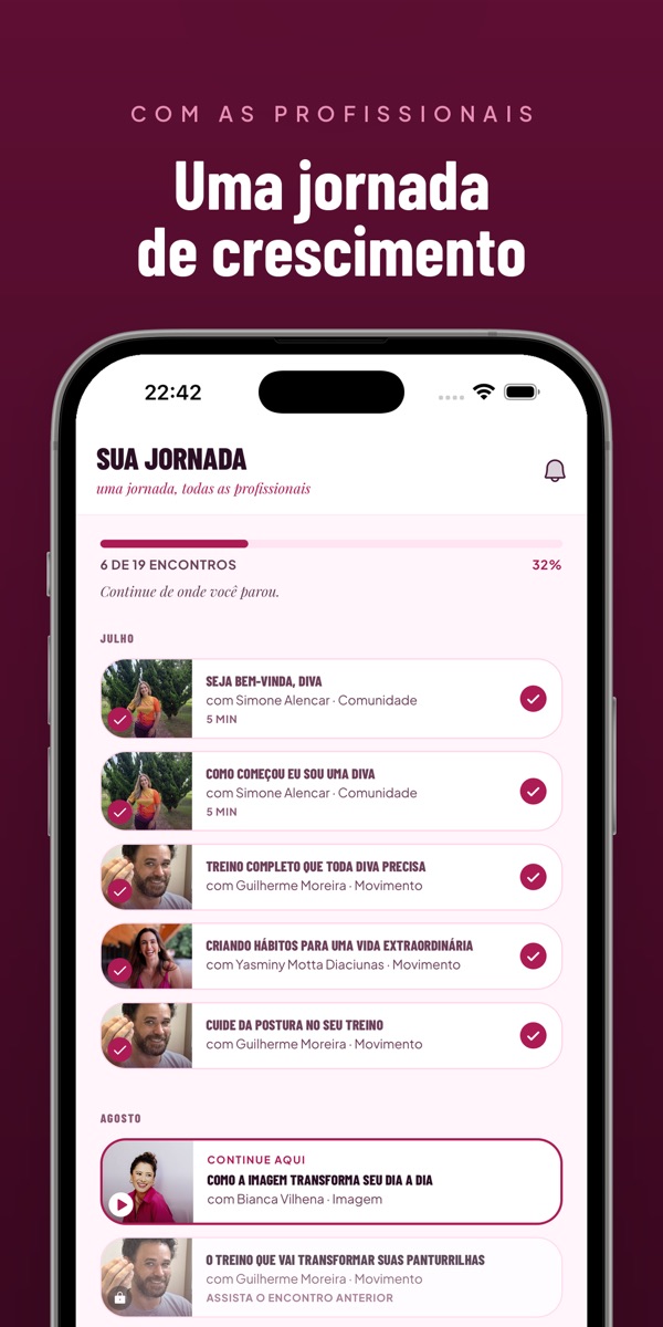 Encontros com as profissionais no app