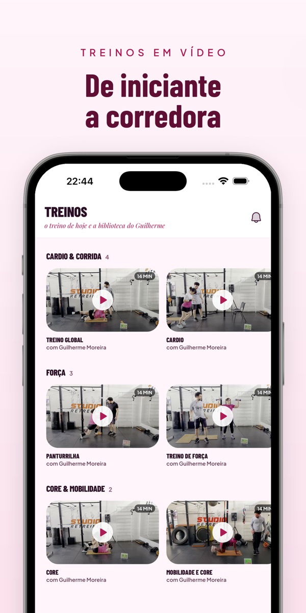 Biblioteca de treinos em vídeo