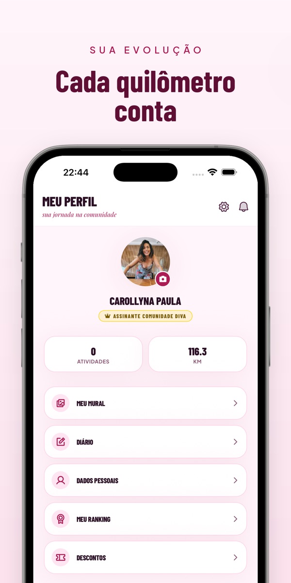 Perfil da Diva com selos e conquistas